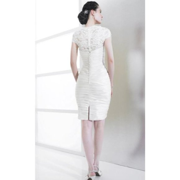 NEW MOONLIGHT GORGEOUS PENCIL IVORY WEDDING DRESS Bachelorette/Destination - Picture 2 of 7